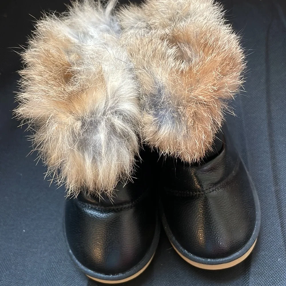 Comfy Kids Girl Snow Boots Waterproof Walking Shoes Black 2-12M NWT